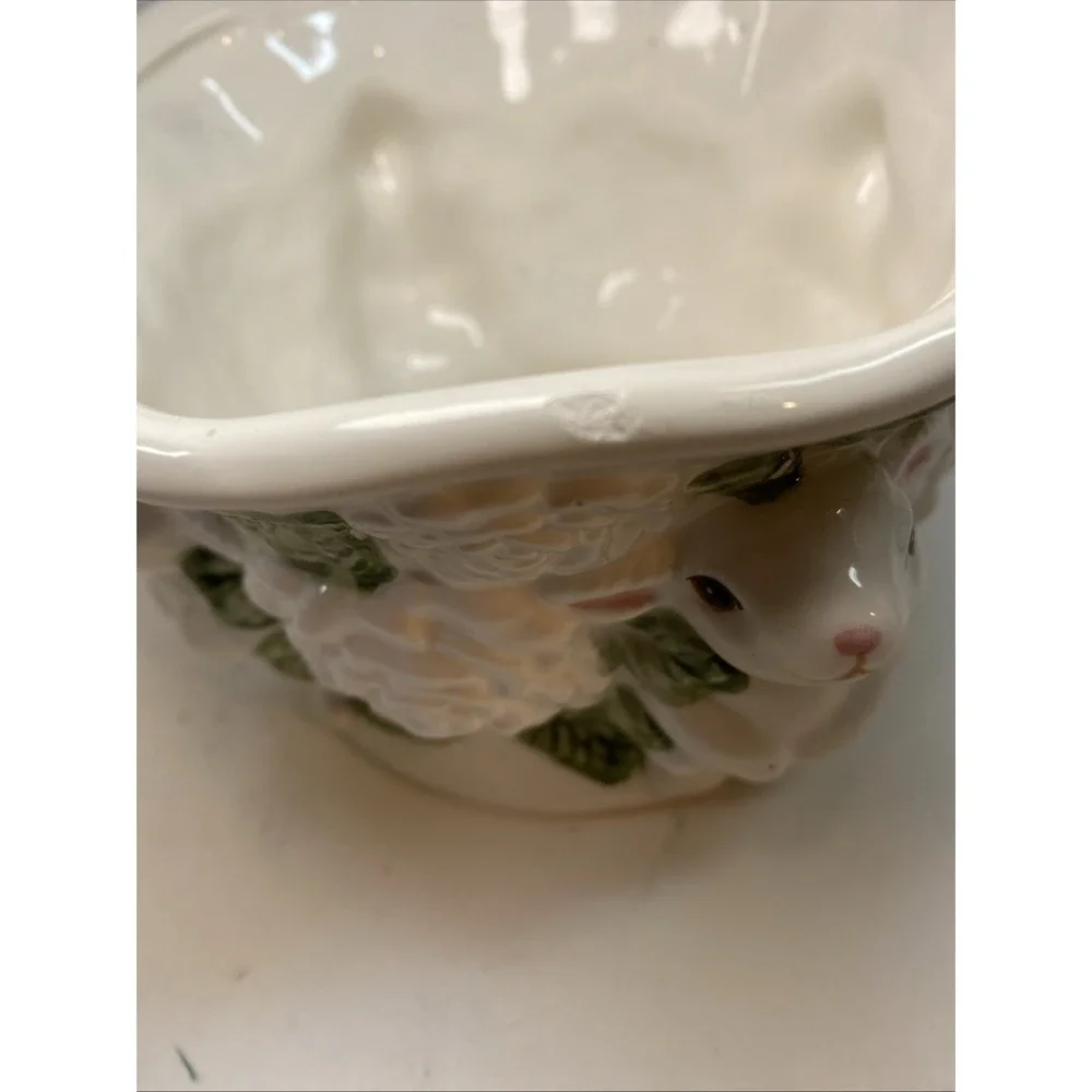 Vintage Caffco Easter Rabbit Planter with White Roses and Green Leaves ~Set Of 2